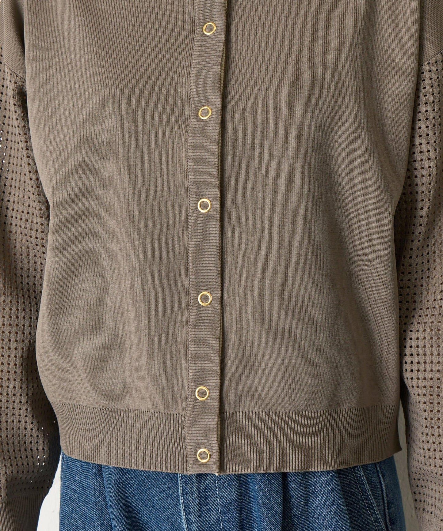 拼接袖網紗兩穿開衫