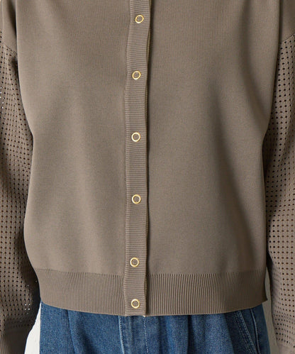 拼接袖網紗兩穿開衫