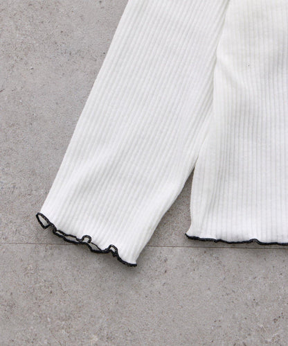 【KIDS】帶層疊網紗的羅紋上衣≪有大童尺碼≫