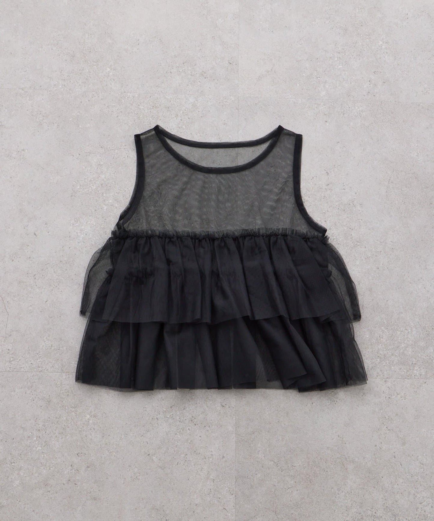 【KIDS】帶層疊網紗的羅紋上衣≪有大童尺碼≫