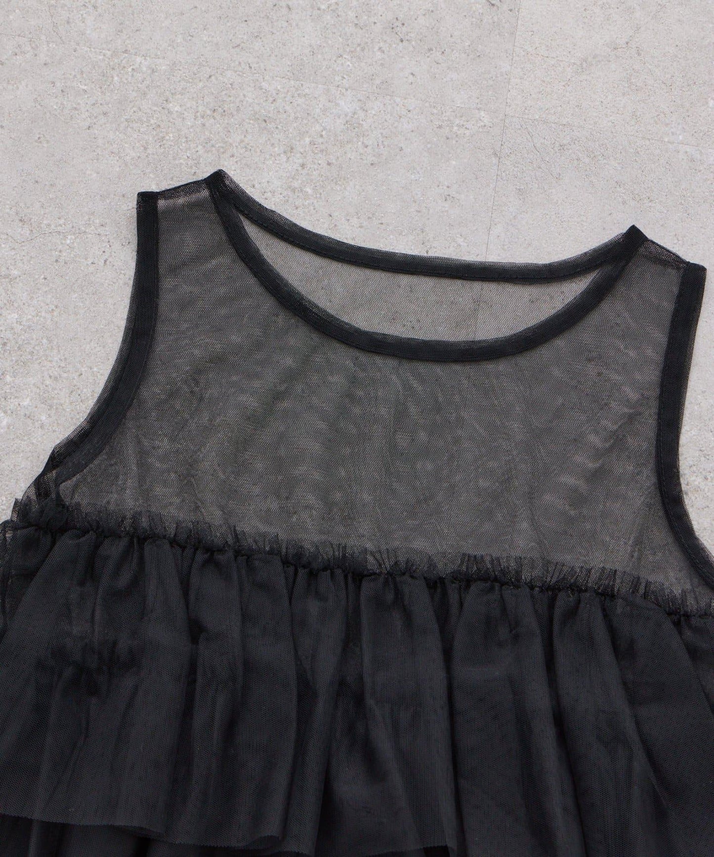 【KIDS】帶層疊網紗的羅紋上衣≪有大童尺碼≫