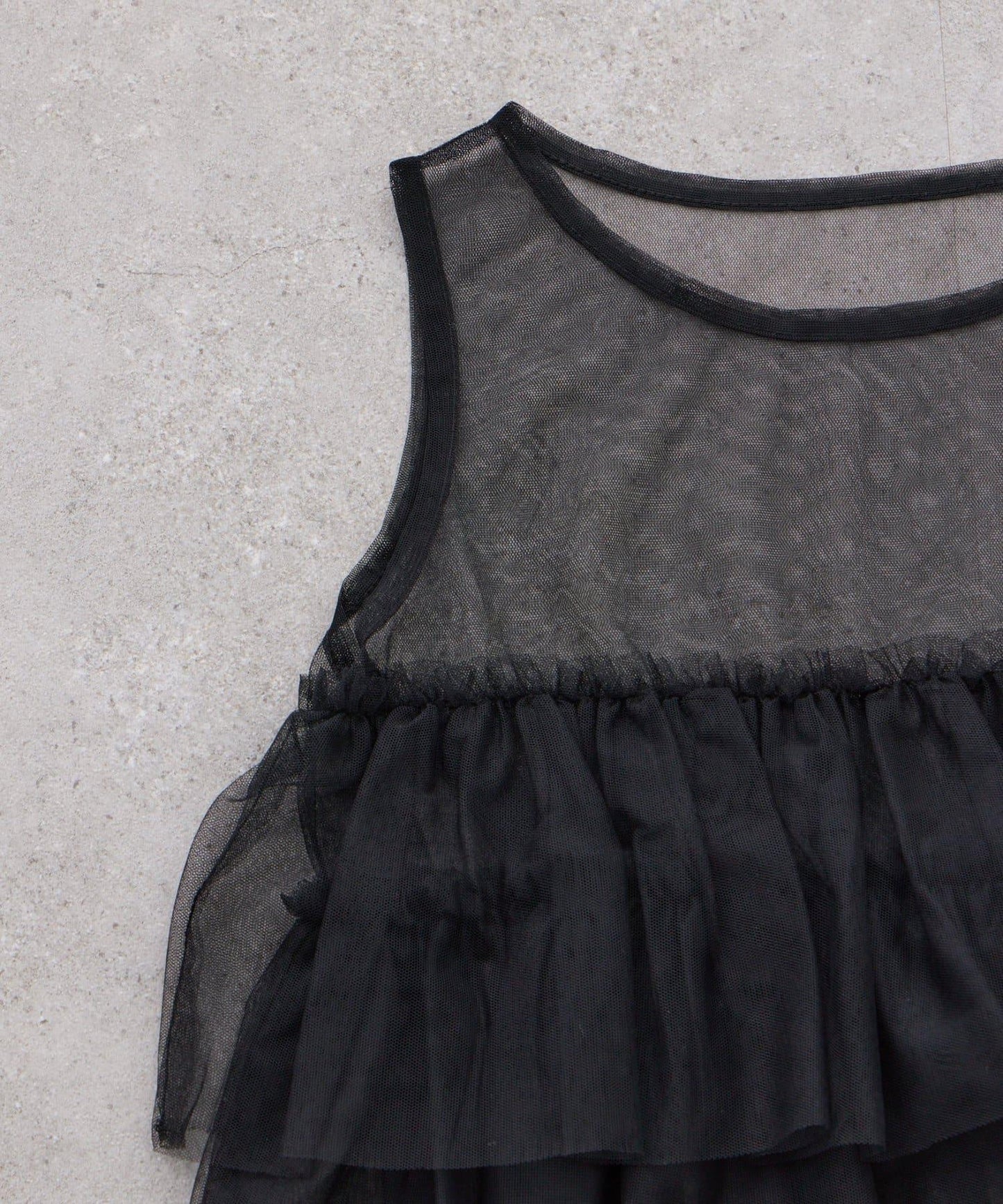 【KIDS】帶層疊網紗的羅紋上衣≪有大童尺碼≫