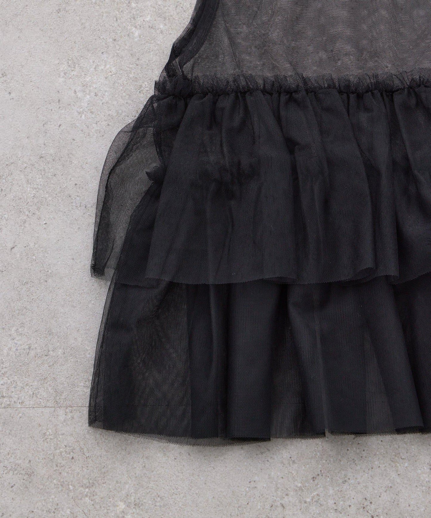 【KIDS】帶層疊網紗的羅紋上衣≪有大童尺碼≫