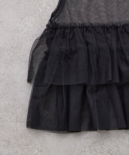 【KIDS】帶層疊網紗的羅紋上衣≪有大童尺碼≫