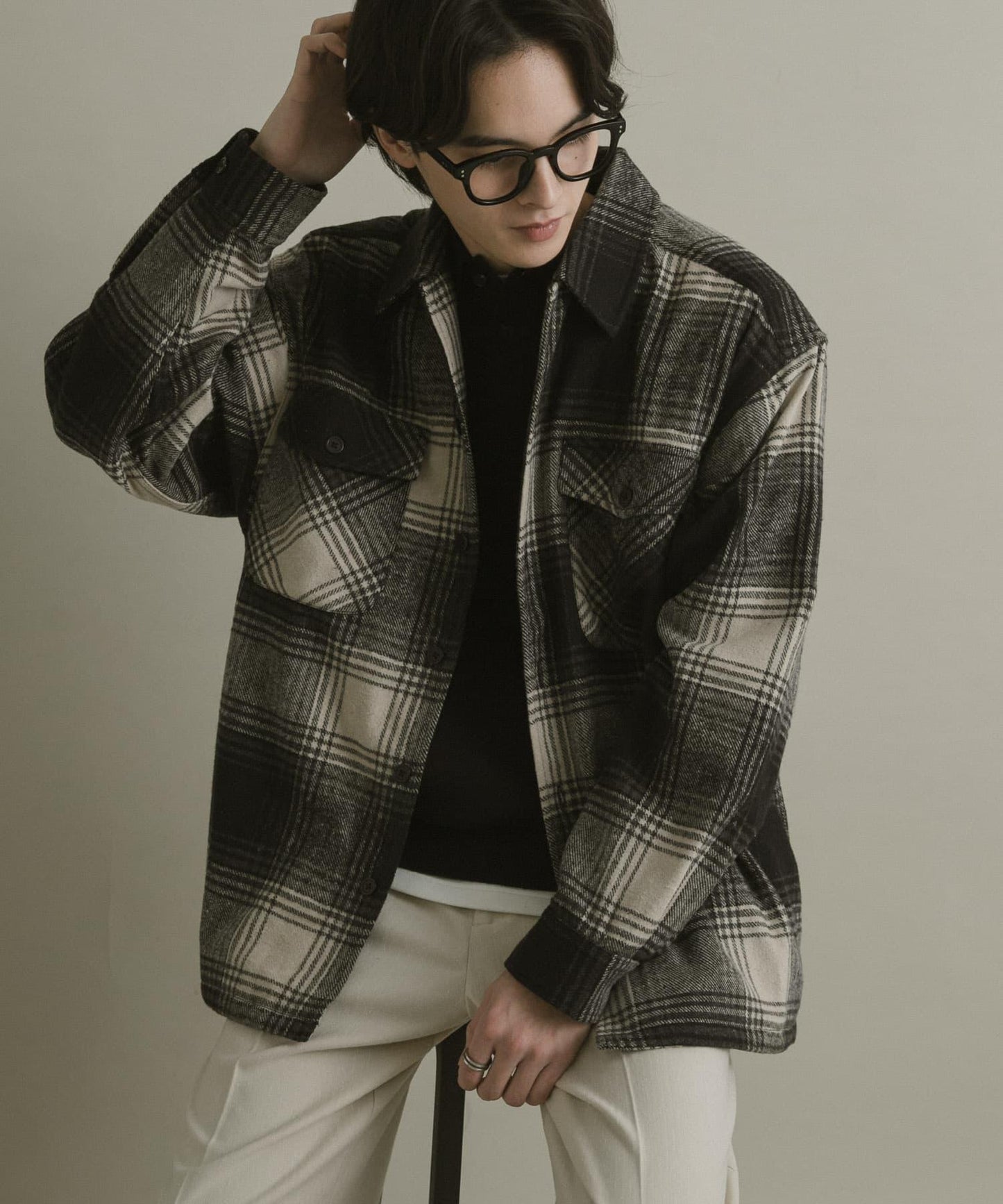 磨毛厚款法蘭絨格子襯衫