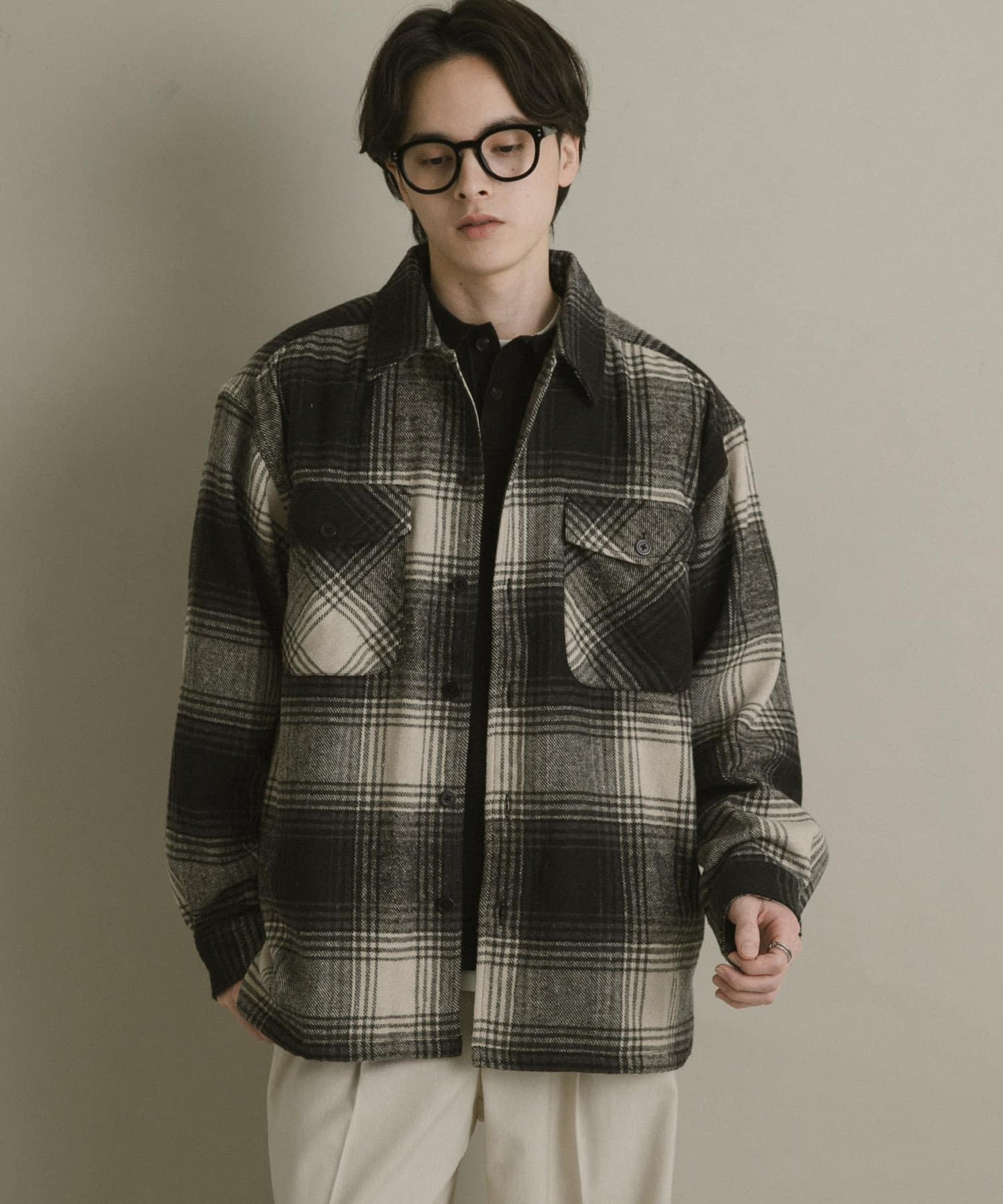 磨毛厚款法蘭絨格子襯衫