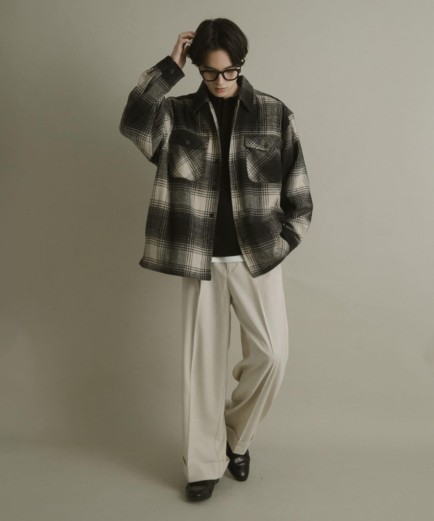 磨毛厚款法蘭絨格子襯衫