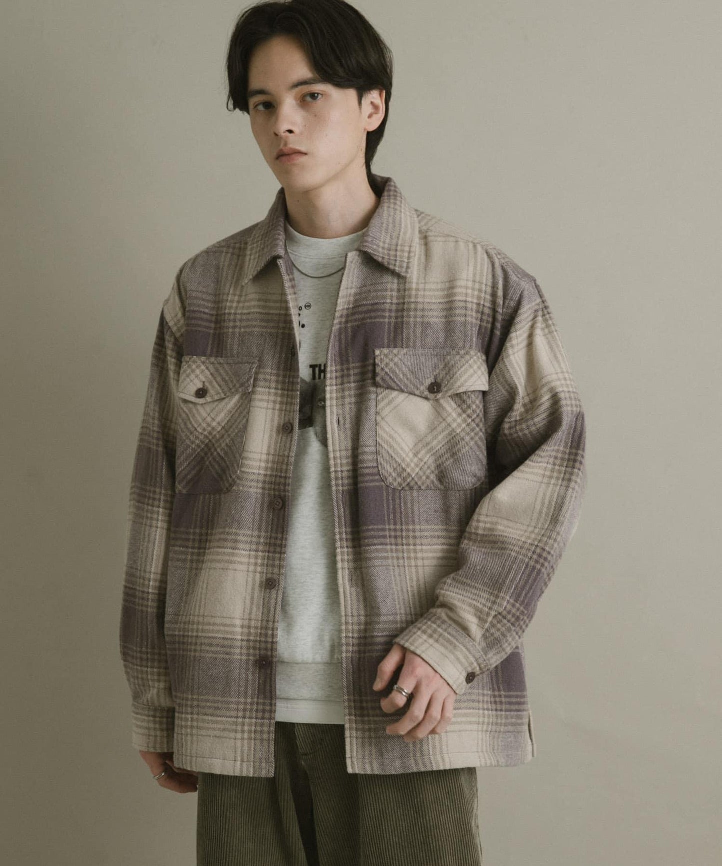 磨毛厚款法蘭絨格子襯衫