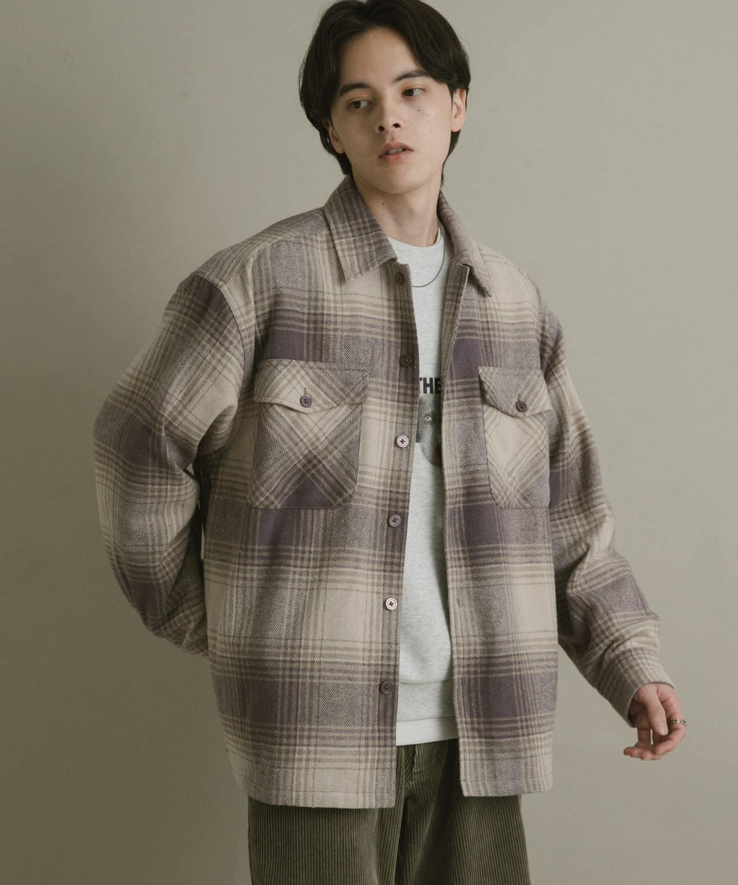 磨毛厚款法蘭絨格子襯衫