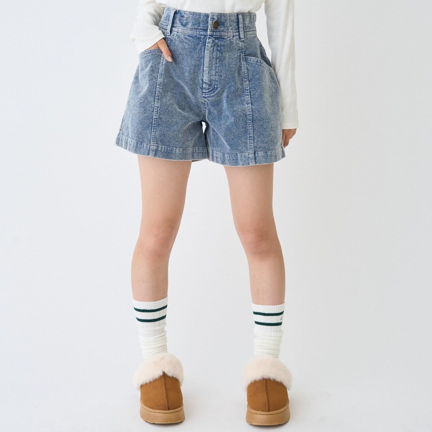 時尚燈芯絨短褲