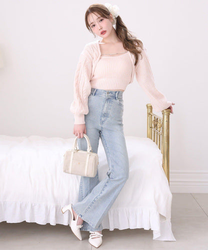 側邊裝飾喇叭牛仔褲