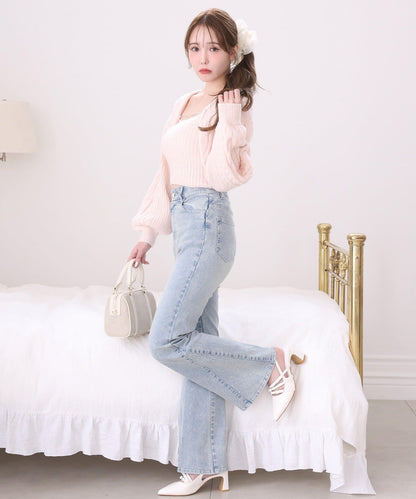 側邊裝飾喇叭牛仔褲