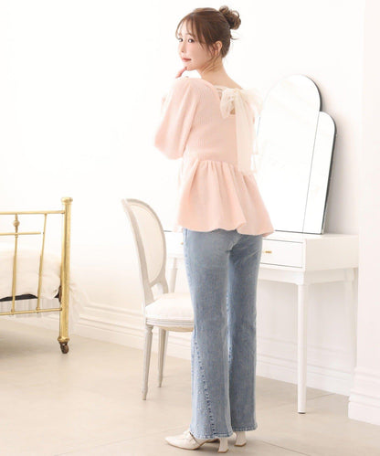 側邊裝飾喇叭牛仔褲