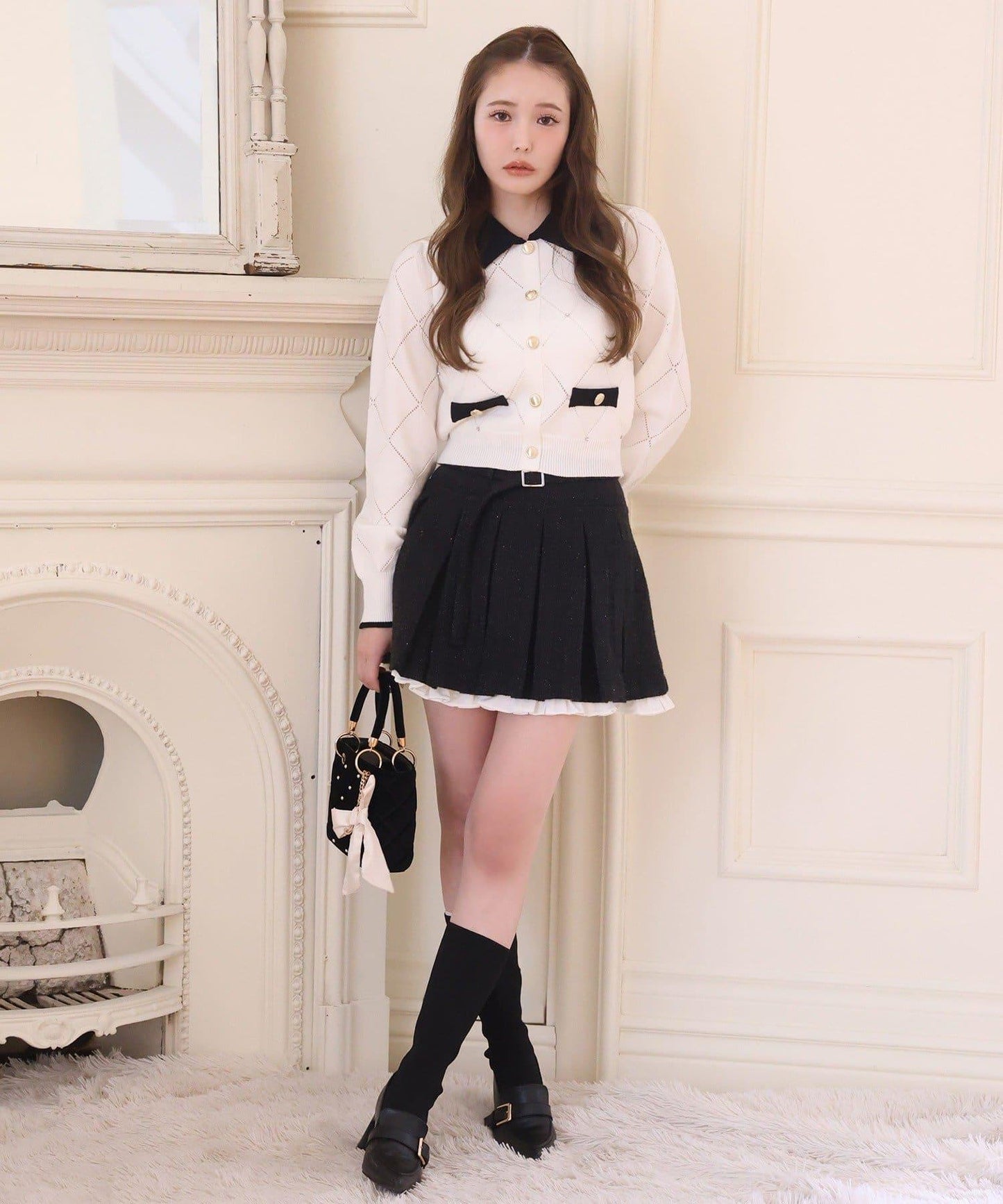 帶腰帶層疊百褶迷你裙