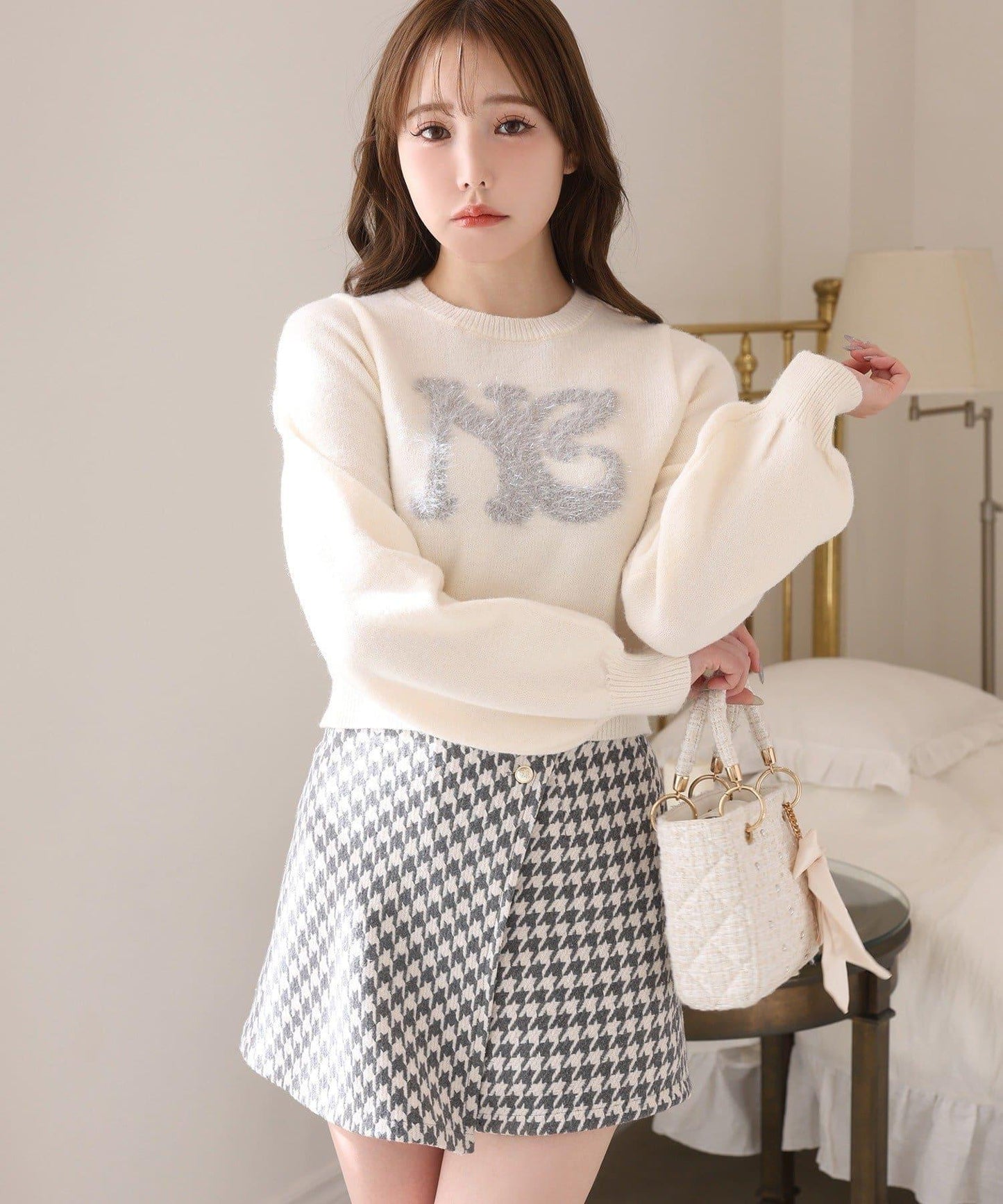 金色紐扣半身裙