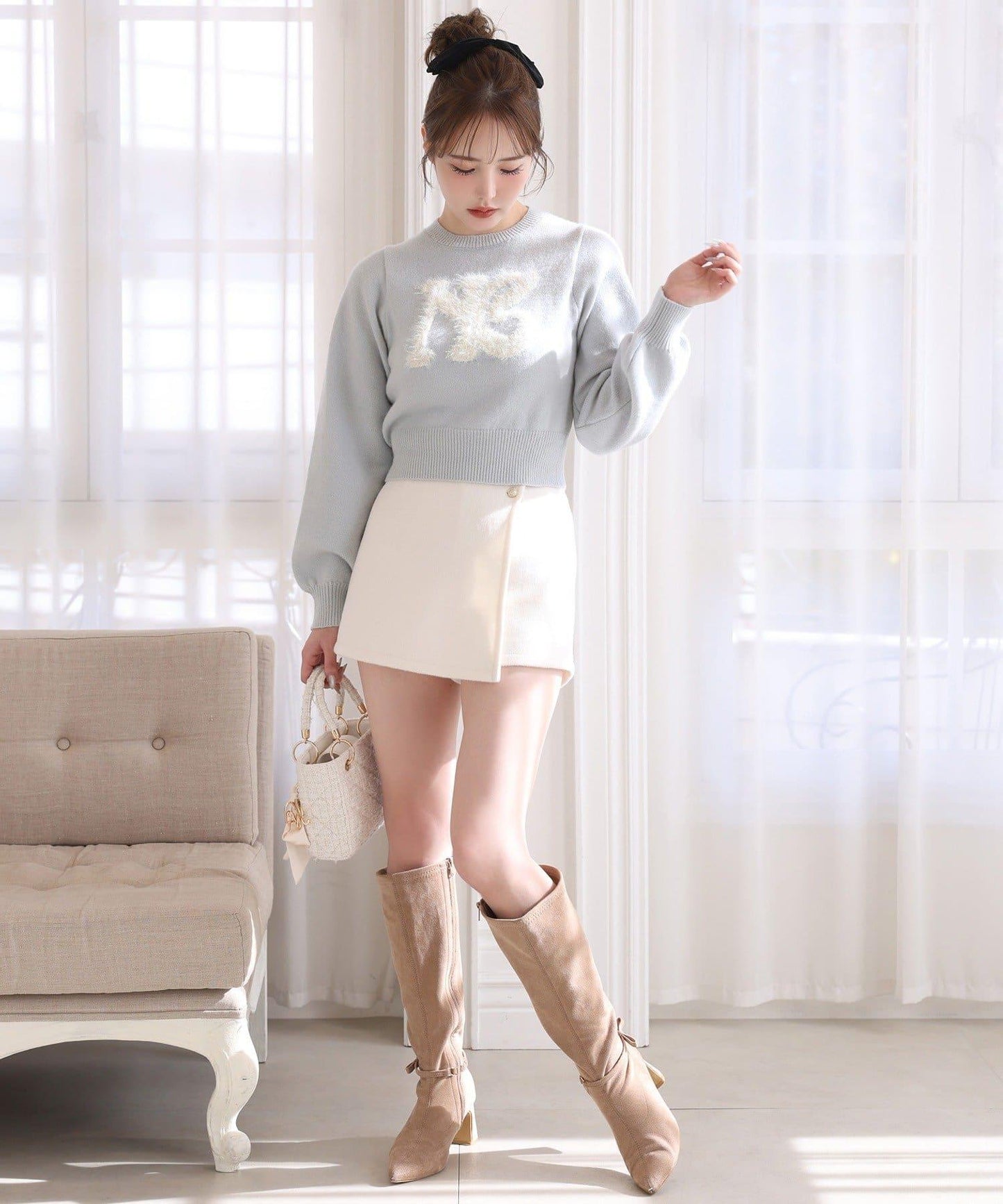 金色紐扣半身裙