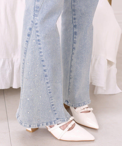 側邊裝飾喇叭牛仔褲