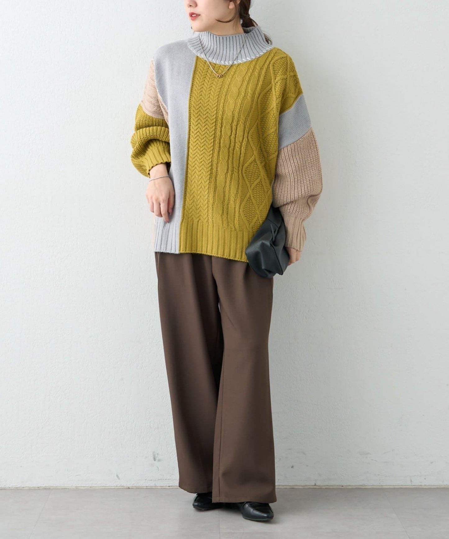 【NAO】拼色手工縫線套頭衫