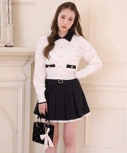 帶腰帶層疊百褶迷你裙