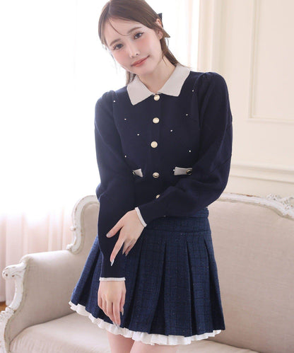 帶腰帶層疊百褶迷你裙