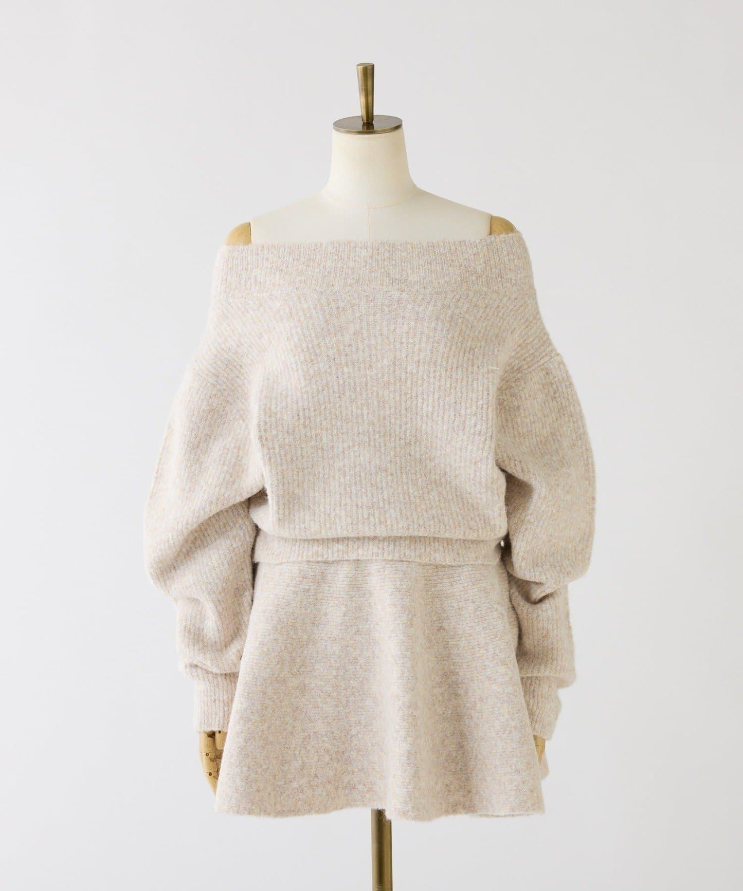 一字肩針織套裝