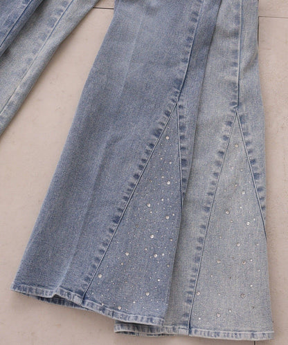 側邊裝飾喇叭牛仔褲