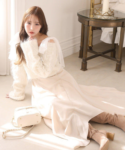 肩帶蝴蝶結針織套裝連衣裙