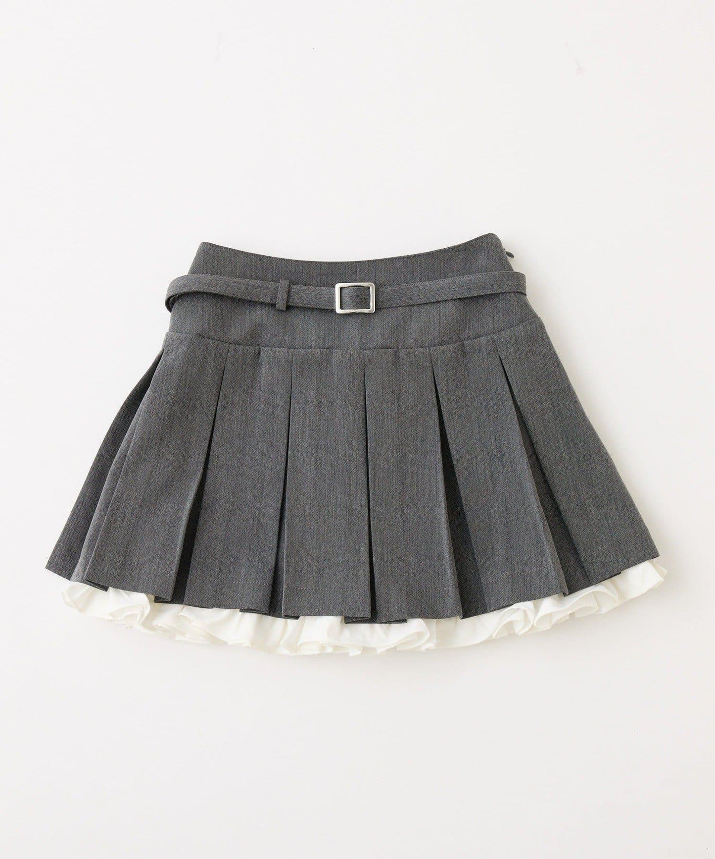 帶腰帶層疊百褶迷你裙