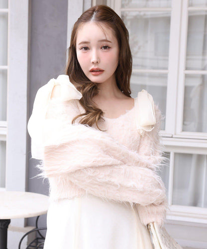 肩帶蝴蝶結針織套裝連衣裙