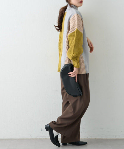 【NAO】拼色手工縫線套頭衫