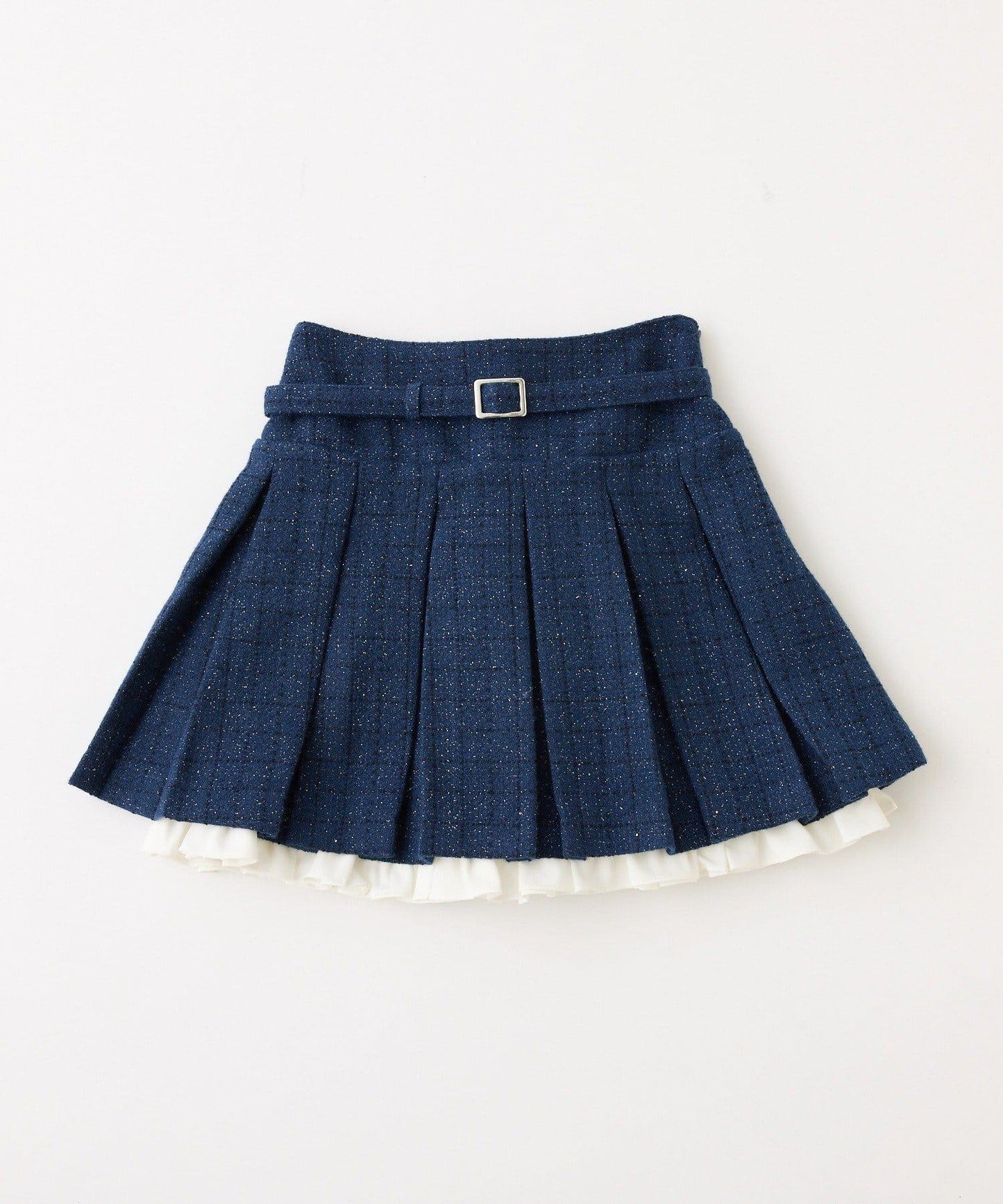 帶腰帶層疊百褶迷你裙