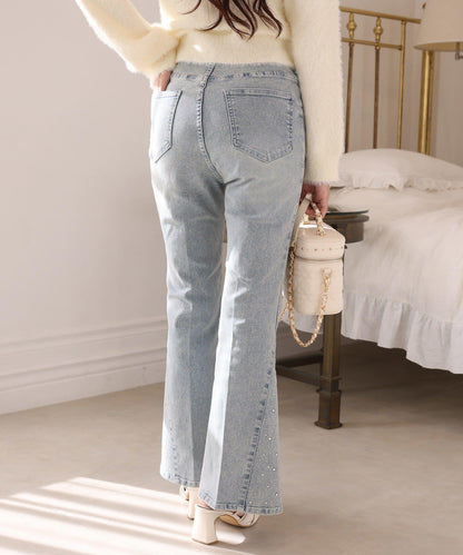 側邊裝飾喇叭牛仔褲