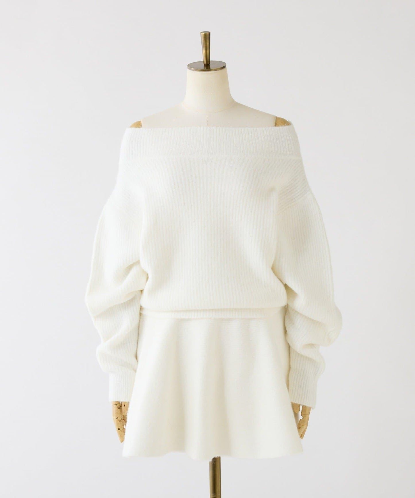 一字肩針織套裝