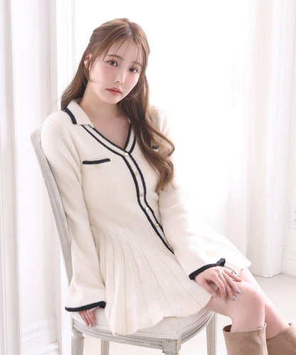 帶領針織迷你連衣裙