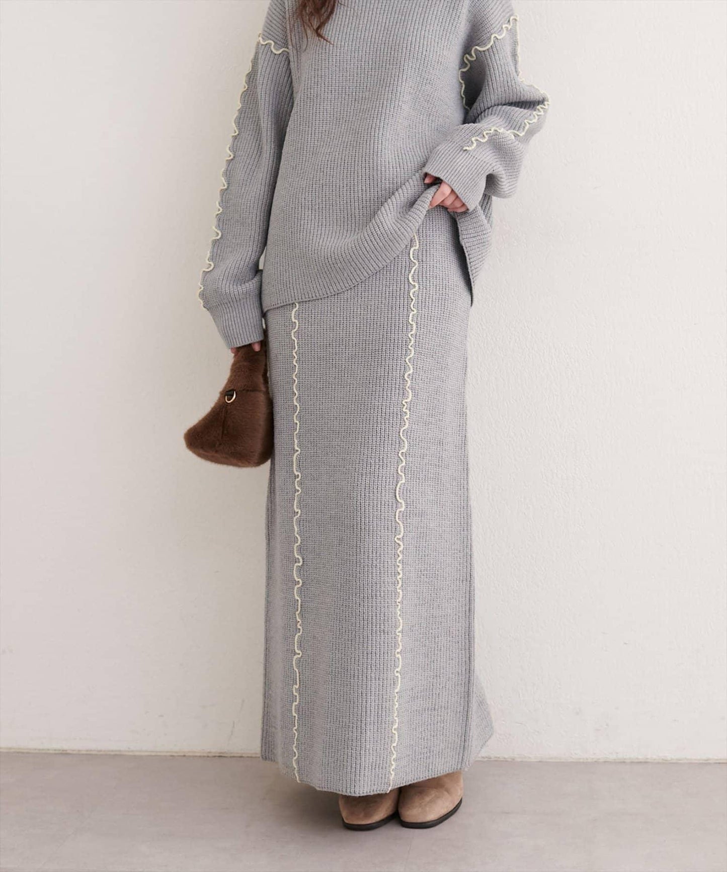 荷葉邊針織半身裙