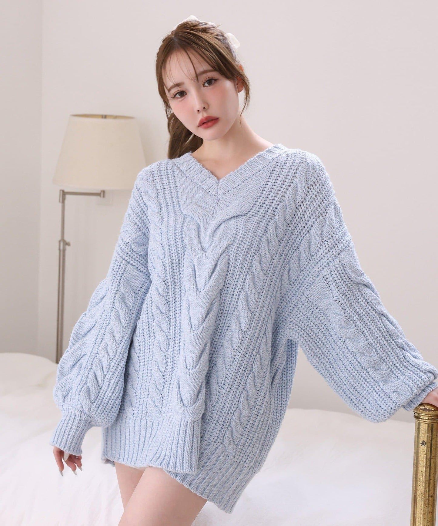 麻花針織迷你連衣裙