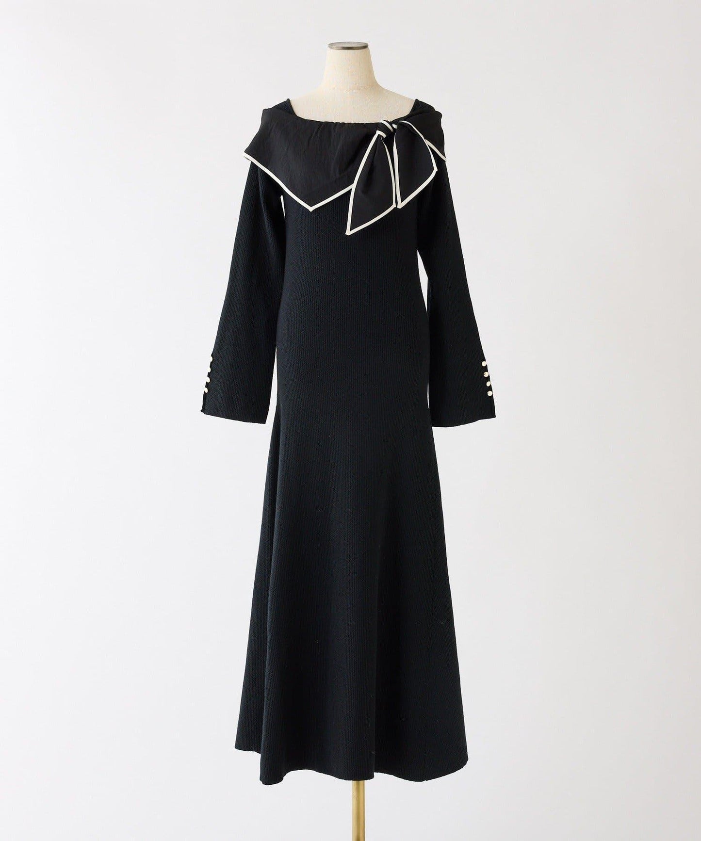 蝴蝶結針織長款連衣裙