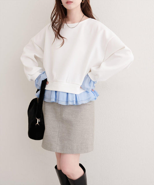 荷葉邊層疊套頭衫