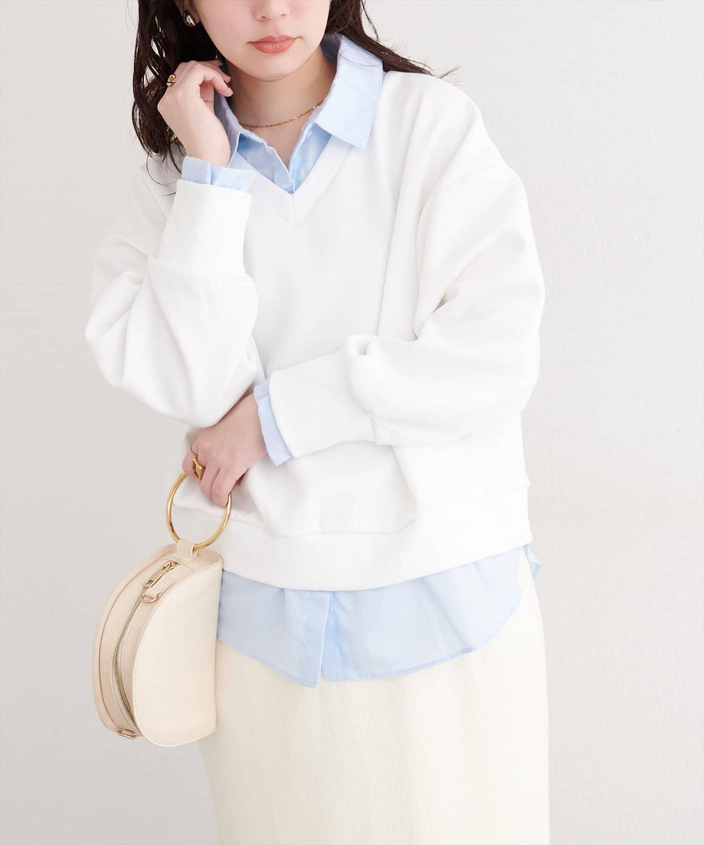 帶領結襯衫疊穿套頭衫