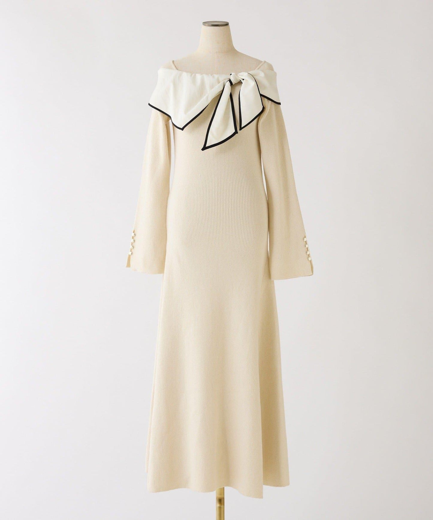 蝴蝶結針織長款連衣裙