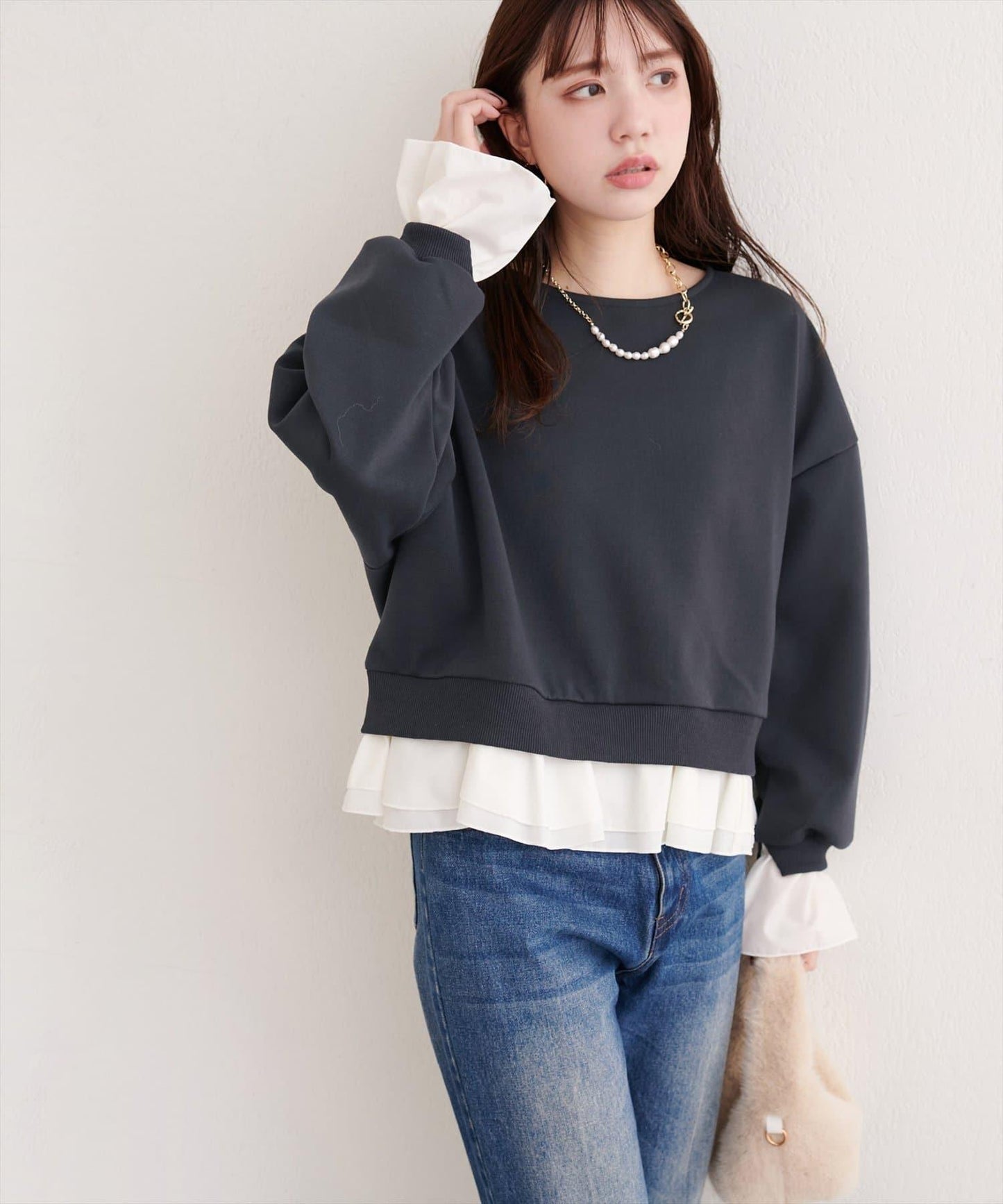 荷葉邊層疊套頭衫