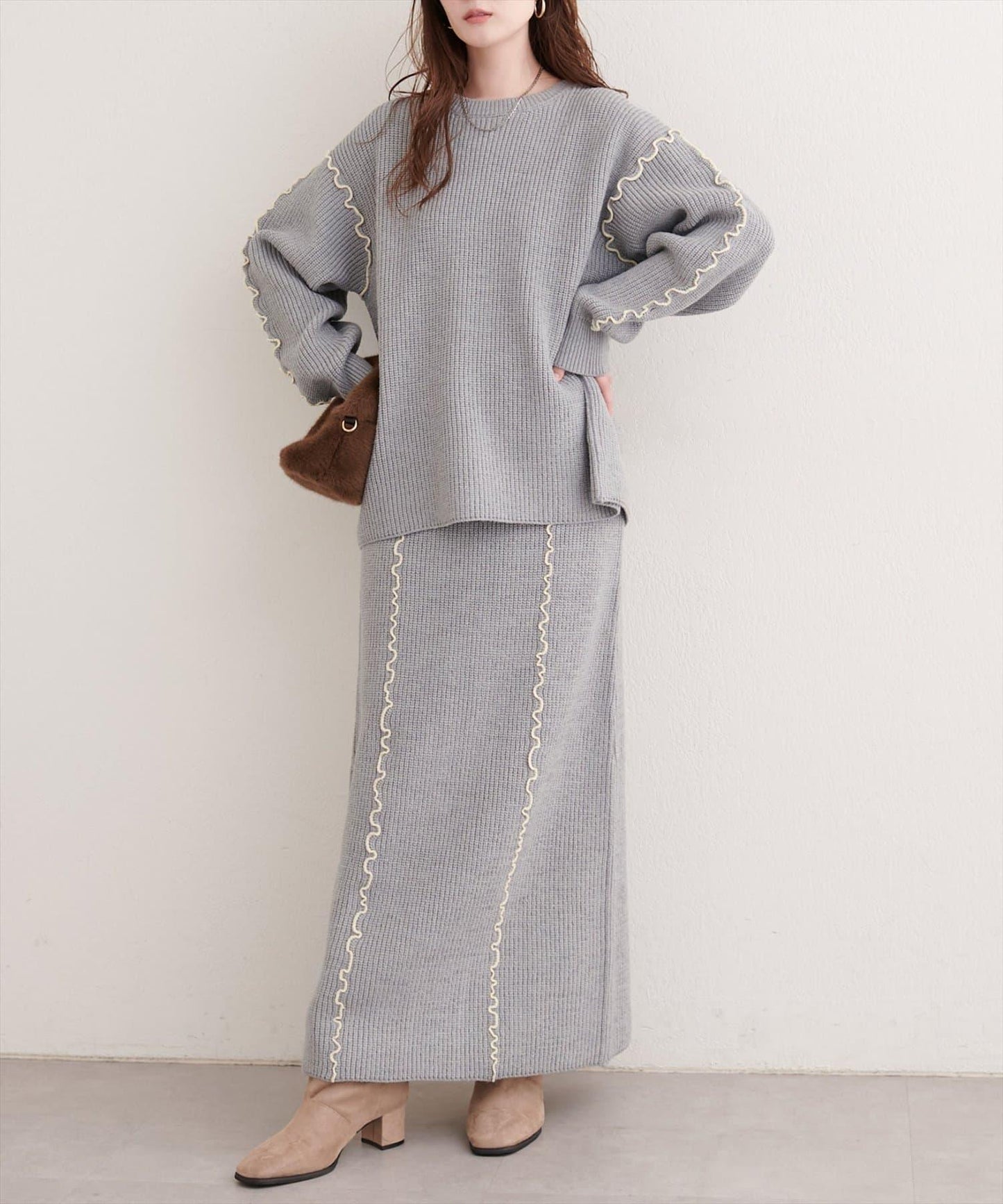 荷葉邊針織半身裙