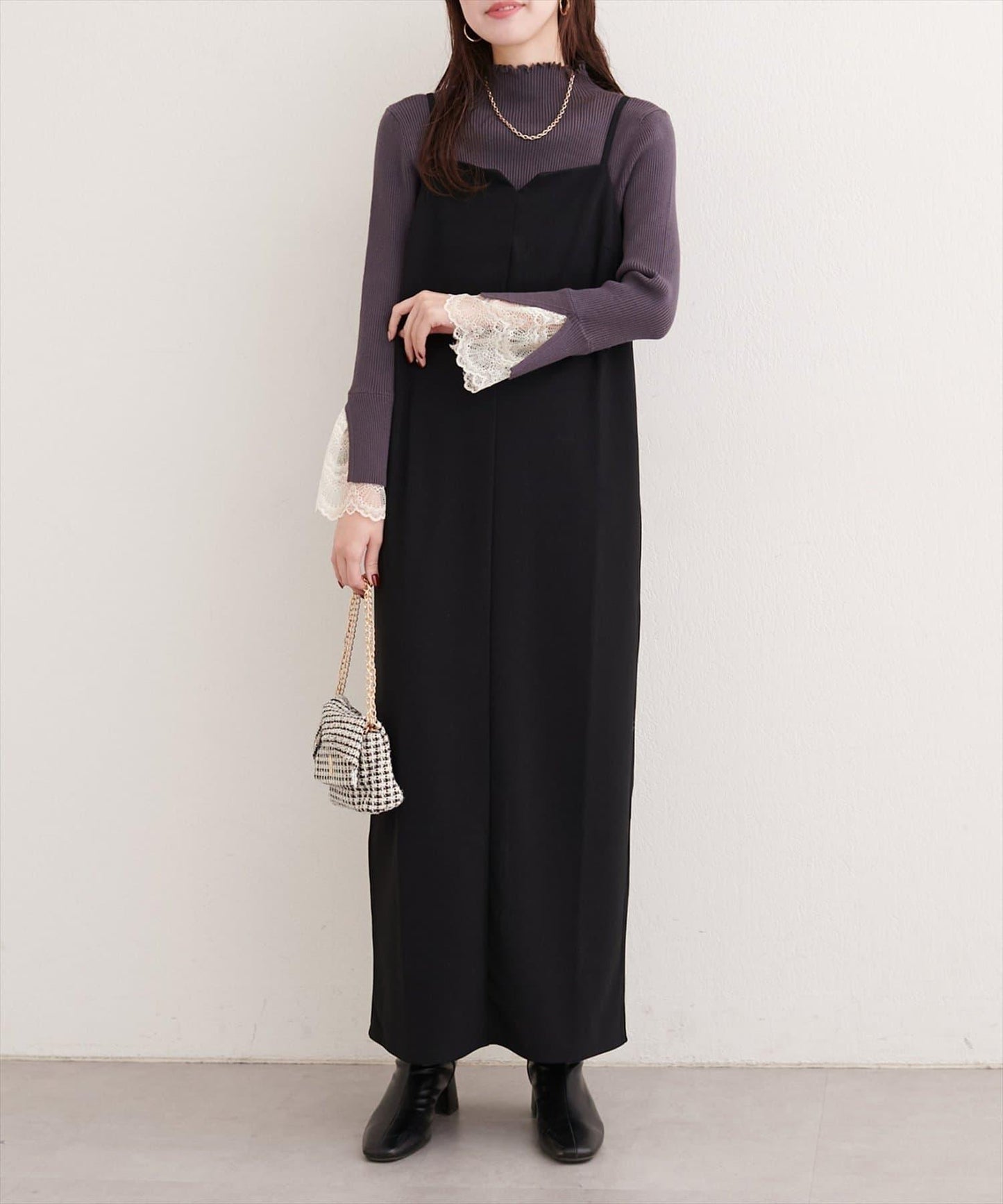 剪裁喬其紗吊帶連衣裙