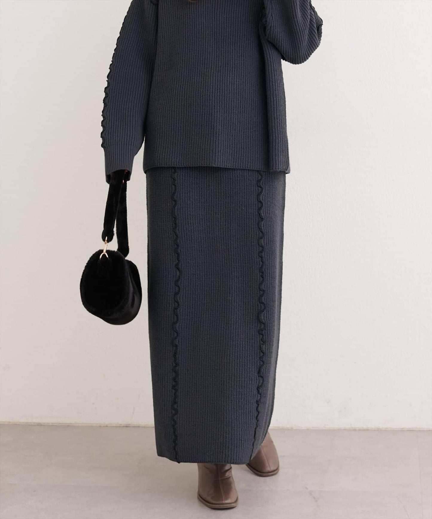 荷葉邊針織半身裙