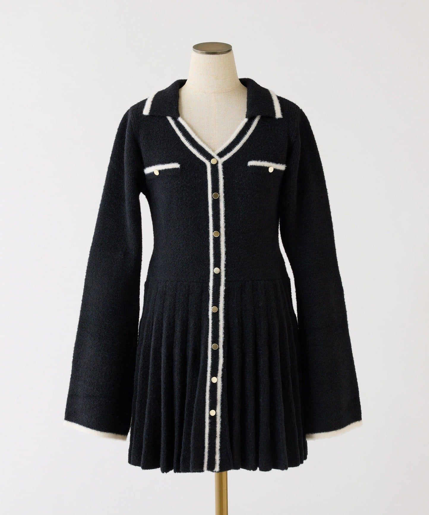 帶領針織迷你連衣裙