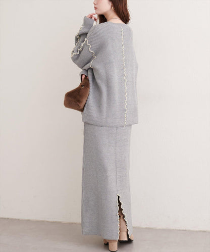 荷葉邊針織半身裙