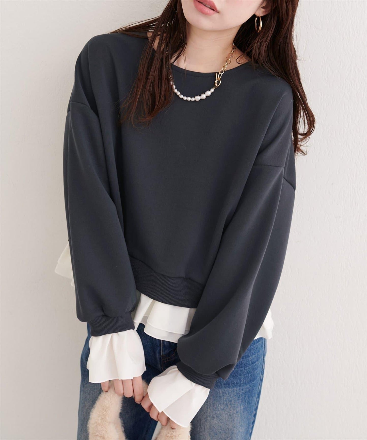 荷葉邊層疊套頭衫