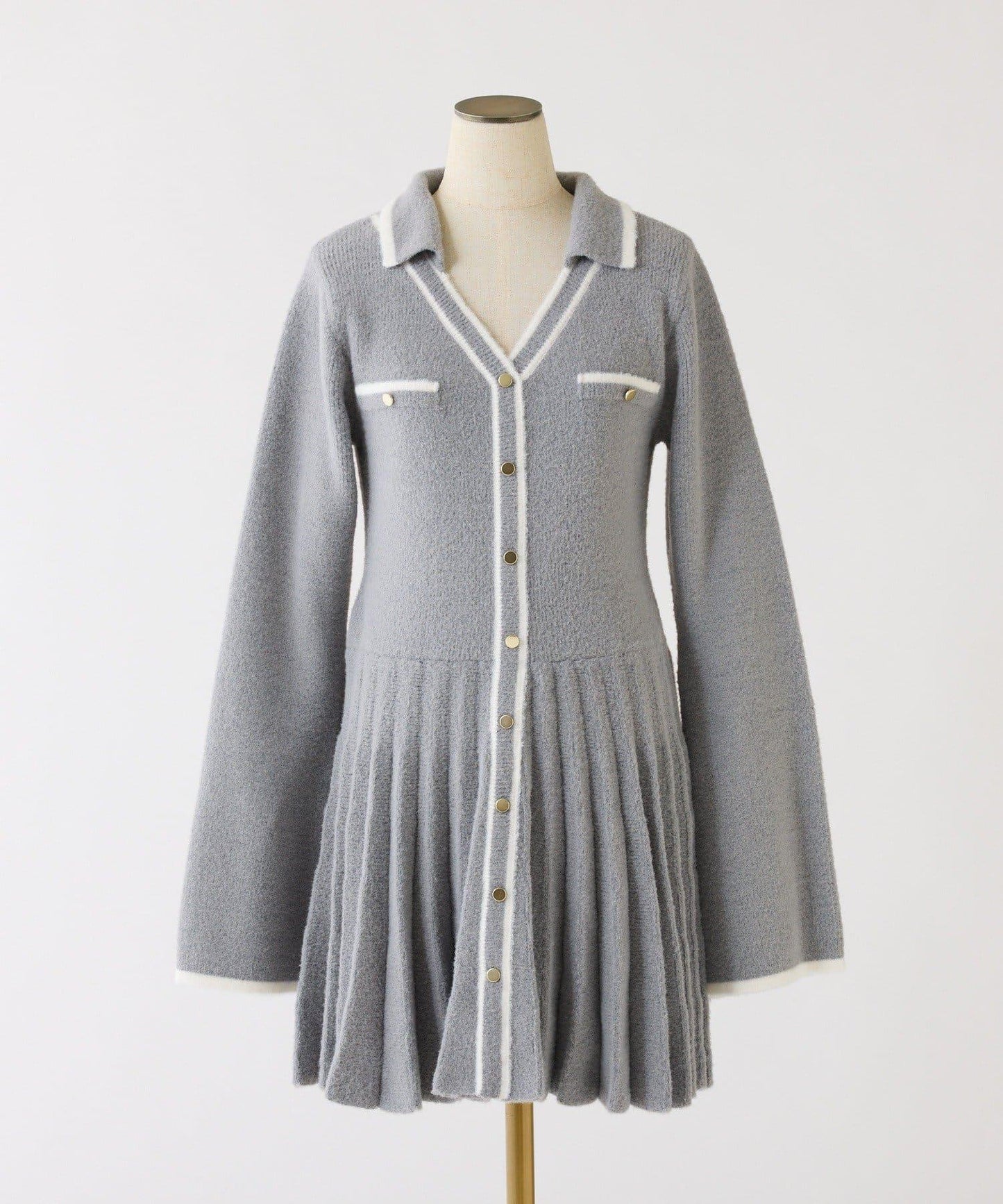 帶領針織迷你連衣裙