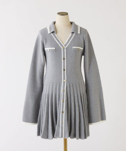 帶領針織迷你連衣裙