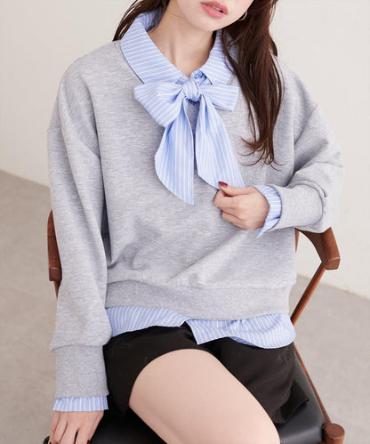 帶領結襯衫疊穿套頭衫